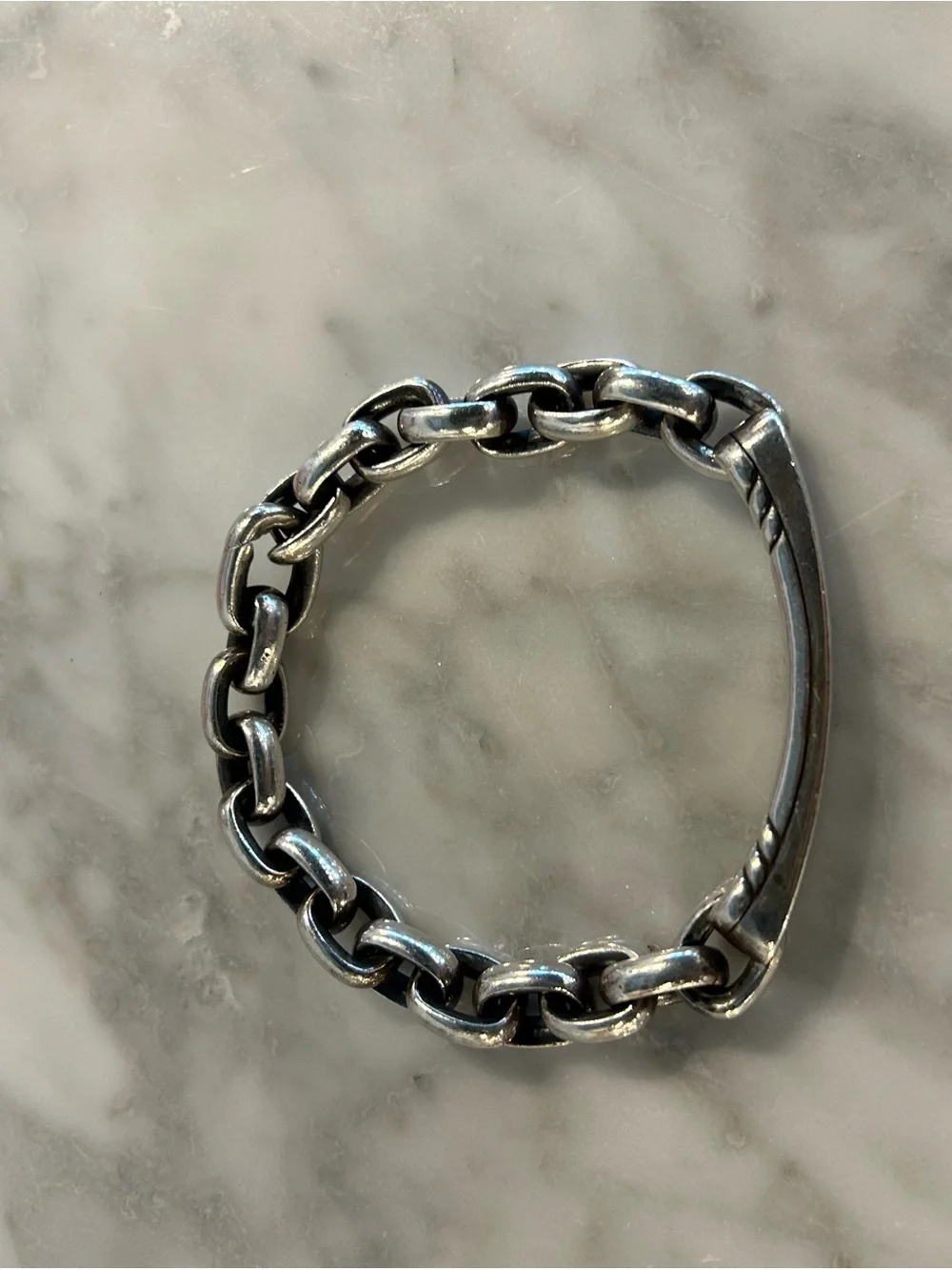 David Yurman Sterling Silver Curb Link ID Bracelet